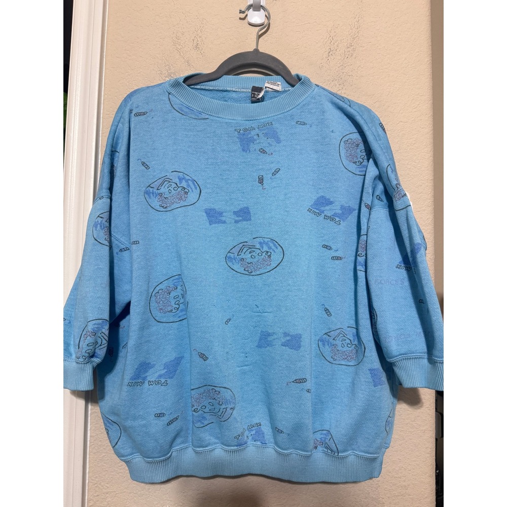Vintage New Forces Tom Mix Little Orphan Annie Comic Sweatshirt Blue Mens M